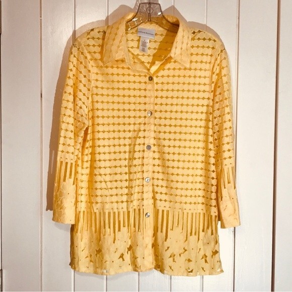 Alfred Dunner Semi Sheer Button Front Blouse - Picture 2 of 9